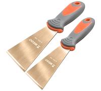 WEDO Juego de cuchillos de masilla sin chispas, 2 pulgadas + 2-1/2 pulgadas con raspador de seguridad rígido sin chispas, forjado, resistente a la corrosión, cobre berilio, estándar DIN, certificado