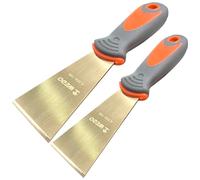 WEDO Juego de cuchillos de masilla sin chispas, 2 pulgadas + 2-1/2 pulgadas con raspador de seguridad rígido sin chispas, forjado a troquel, resistente a la corrosión, estándar DIN de bronce de