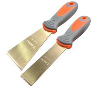WEDO Juego de cuchillos de masilla sin chispas, pintor de raspador de seguridad rígido sin chispas de 1 pulgada + 2 pulgadas, forjado a troquel, resistente a la corrosión, estándar DIN de bronce de