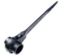 WEDO Llave de trinquete para andamio, llave de vaso de doble cara, llave de espiga de liberación rápida de 17 x 19 mm, llave de trinquete de 312 mm de longitud, Cr-V, llave de trinquete forjada a