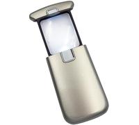 WEDO Lupa LED Lucina - Lupa de Bolsillo con 3 aumentos, luz y batería, Color Plateado