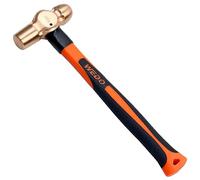 WEDO Martillo de Bola Fibra Vidrio,340g,Sin Chispas,Bronce de Berilio,con Asas de Goma Antideslizante,280mm,Resistente a la corrosión,Certificados Bam y FM,Certificación GS