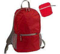 Wedo PACKTOGO Mochila plegable de nylon ligero e impermeable (12L), tirantes acolchados, cremalleras impermeables, enganche para trolley, portabotellas y bolsillo interior, rojo