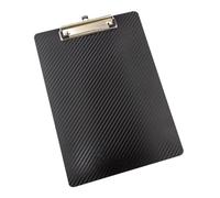 WEDO Portapapeles A4 negro con aspecto de carbono, tablero de polipropileno con abrazadera de metal estable y anilla para colgar, formato 31,5 x 22,5 cm, grosor de sujeción hasta 8 mm