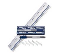 Wedo Regla de corte de aluminio, con borde de acero e inserto de goma antideslizante en juego con cuchillo universal de metal, con 6 cuchillas diferentes (30 cm, regla de corte, con cortador)