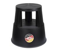 WEDO Taburete con Ruedas Super Step de plástico irrompible, pie de Elefante, con Certificado TÜV GS, Fabricado en Alemania, Antideslizante, Altura Aprox. 43 cm, Capacidad de Carga 150 kg, Color Negro
