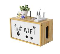 WEDSFC Rack de Madera, Estantes De Pared, Caja para Cables Y Router, Almacenamiento Sin Agujeros, Decoracion, Wood, 34 * 19 * 19cm