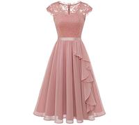 Wedtrend Vestido de cóctel para mujer, elegante para boda, con volantes, vestido de noche corto de dama de honor