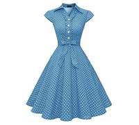 Wedtrend Vestido Vintage Escote V 1950s Cóctel Rockabilly Mujer Vestido Fiesta WTP10007BlueWhiteDot2XL