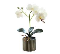 Weduspaty Orquídea Artificial, Flores de orquídea Falsa de 12.6 Pulgadas en jarrón Planta orquídeas Falsas en macetas para centros de Mesa decoración de la Oficina en el hogar Blanco