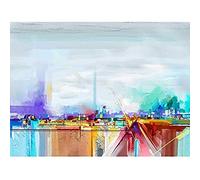 Wee Blue Coo Abstract Contemporary Landscape Unframed Impresión del Arte 12 x 16 Pulgadas