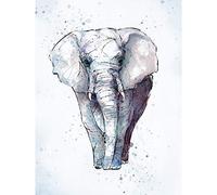 Wee Blue Coo African Elephant Watercolour Large Wall Art Poster Print Thick Paper 18X24 Inch africano Elefante Acuarela pared Impresión del cartel