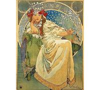 Wee Blue Coo Alphonse Mucha Princess Hyacinth 1911 Old Master Painting Art Print Poster Wall Decor 12X16 Inch