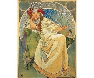 Wee Blue Coo Alphonse Mucha Princess Hyacinth 1911 Old Master Painting Art Print Poster Wall Decor 12X16 Inch