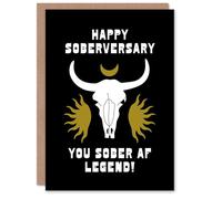 Wee Blue Coo Anniversary Card Happy Soberversary Sober AF Legend Cow Skull