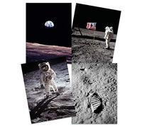 Wee Blue Coo Apollo 11 Astronaut Aldrin Armstrong 50th Anniversary Moon Landing Saturn V Rocket Wall Art Print Poster Home Decor Premium Pack of 4 Luna Cohete pared Póster Casa