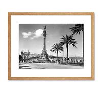Wee Blue Coo Barcelona Postcard Vintage History Old BW Lámina Enmarcada 12 x 16 Pulgadas