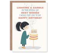 Wee Blue Coo Birthday Card Girl With Cake Lighting Candle Best Wishes Poem