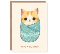 Wee Blue Coo Birthday Card Have A Purrito Cute Burrito Cat Kawaii Illustration