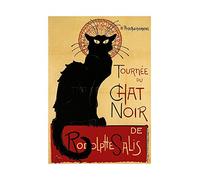 Wee Blue Coo Black Cat Chat Noir Rodolphe Salis Paris France - Cuadro Decorativo para Pared, diseño de Gato Negro