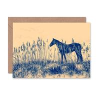 Wee Blue Coo CARD GREETING GIFT PAINTING LANDSCAPE ANIMAL EVRY HORSE FIELD GRASS