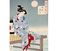 Wee Blue Coo Chikanobu Japanese Geisha Pier Moon Unframed Wall Art Print Poster Home Decor Premium japonés Luna pared Póster Casa