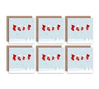 Wee Blue Coo Christmas Cards 6 Pack - Cute Christmas Stocking Kids Set Xmas Cristo Linda Cristo Niños