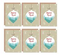 Wee Blue Coo Christmas Cards x6 Merry Xmas Bauble Winter Scene Set Xmas Cards Cristo Invierno Escena