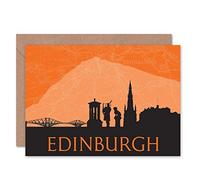 Wee Blue Coo CITYSCAPE EDINBURGH SCOTLAND ORANGE ART GREETINGS GREETING CARD GIFT