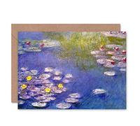 Wee Blue Coo Claude Monet Nympheas At Giverny Old Master Painting Sealed Greeting Card Plus Envelope Blank inside Viejo maestro Pintura