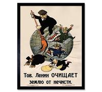 Wee Blue Coo Communism Lenin Anti Capitalist Revolution Soviet Retro Art Print Framed Poster Wall Decor 12X16 Inch