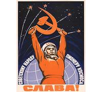 Wee Blue Coo Cosmonaut Gagarin USSR Red Communism Art Print Poster Wall Decor 12X16 Inch