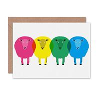 Wee Blue Coo CUTE COLOURFUL CARTOON SHEEP BIRTHDAY ART GREETINGS GREETING CARD GIFT