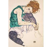 Wee Blue Coo Egon Schiele Seated Woman Legs Drawn Up Adele Herms Painting Art Print Poster Wall Decor 12X16 Inch