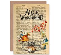 Wee Blue Coo Greetings Birthday Gift Upcycle Dictionary Alice Wonderland Collage Sealed Greeting Card Plus Envelope Blank inside Regalo