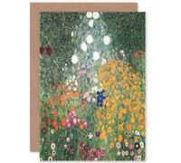 Wee Blue Coo Gustav Klimt Flower Garden 1907 Old Master Painting - Tarjeta de felicitación en blanco CP1109