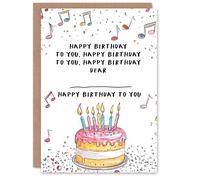 Wee Blue Coo Happy Birthday Card Dear Blank Cute Cake with Candles Design