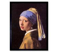 Wee Blue Coo Johannes Vermeer Girl With Pearl Earring Old Master Painting Art Print Framed Poster Wall Decor 12X16 Inch
