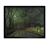 Wee Blue Coo John Atkinson Grimshaw Moonlit Street Old Master Painting Art Print Framed Poster Wall Decor 12X16 Inch