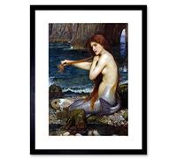Wee Blue Coo John William Waterhouse Mermaid Old Master Lámina Enmarcada 12 x 16 Pulgadas