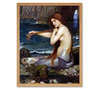 Wee Blue Coo John William Waterhouse Mermaid Old Master Painting Art Print Framed Poster Wall Decor 12X16 Inch