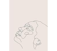 Wee Blue Coo Line Drawing Faces Woman Minimalist Unframed Wall Art Print Poster Home Decor Premium Dibujo Cara Mujer pared Pster Casa