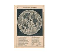 Wee Blue Coo Map Illustrated Antique Telescopic Moon Impresión del Arte 12 x 16 Pulgadas