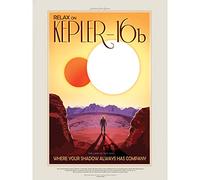 Wee Blue Coo NASA Space Travel Advert KEPLER-16B Large Wall Art Poster Print Thick Paper 18X24 Inch Espacio Viajar Publicidad pared Impresión del cartel