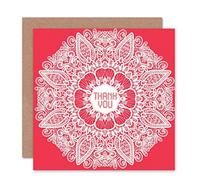 Wee Blue Coo OCCASION FRIENDSHIP THANK YOU PATTERN RED ART GREETINGS GREETING CARD