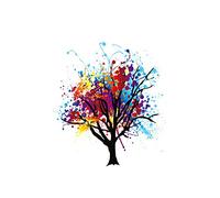 Wee Blue Coo Paint Splat Abstract Tree Rainbow Photo Impresión del Arte 12 x 16 Pulgadas