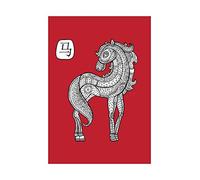 Wee Blue Coo Painting Chinese Zodiac Sign Mosaic Cool Horse Impresión del Arte 12 x 16 Pulgadas