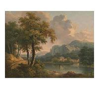 Wee Blue Coo Painting Old Master Abraham Pether Wooded Hilly Landscape Art Print Poster Wall Decor 12X16 Inch