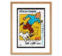 Wee Blue Coo Postage F97X5757 - Sello de Francia Euro Tintin Snowy Herge Postmarked Framed Print