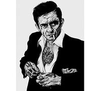 Wee Blue Coo Póster de Johnny Cash Tattoo Inked Ikons Wayne Maguire sin marco para pared